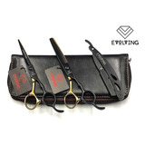 Set Tijeras Pro 6 Pulgadas Black-gold Barbero Estilista