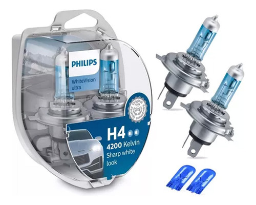 Kit 2 Lamparas Philips White Vision Ultra 4200k + W5w