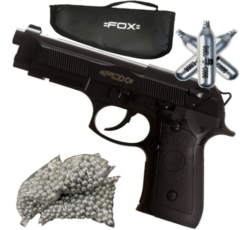 Pistola Co2 Aire Comprimido Fox Beretta 92 + Funda + Kit