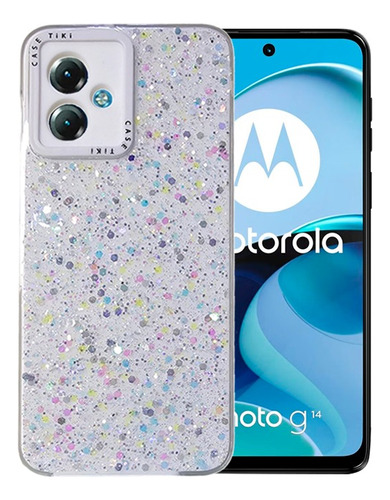 Carcasa Para Motorola G14 Brillo Glitter Con Pop Socket