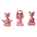 3x Figuritas De Gatos De Yoga, Decoraciones De Gatos, Arte