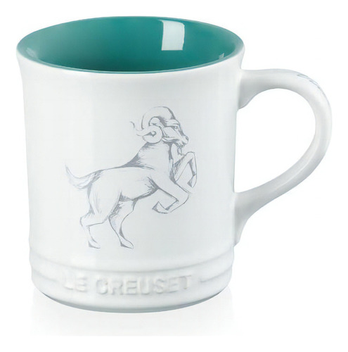 Caneca Le Creuset Zodíaco Seattle Branco 400ml De Ceramica Cor Áries - Verde Artichaut