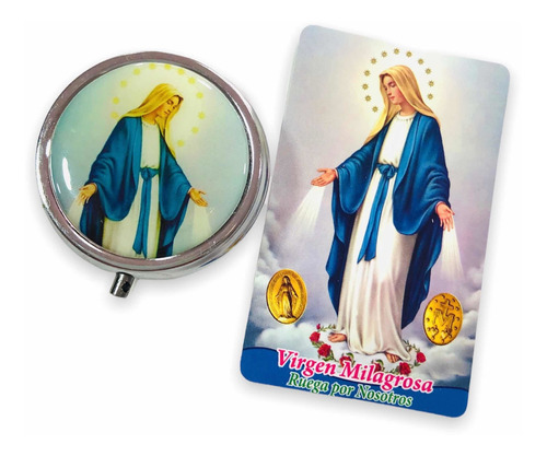 Pastillero Virgen Milagrosa, Metálico