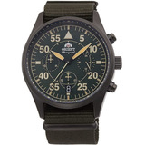 Reloj Orient Pilot Cuarzo Ra-kv0501e Hombre Color De La Correa Verde Color Del Bisel Negro Color Del Fondo Verde
