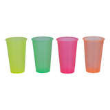 50 Vasos Reutilizable Plástico Colores Translucido Evento 