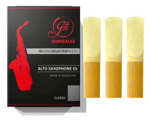 3 Palhetas Gonzalez Classic Sax Alto N°1,5 2 2,5 Ou 3