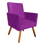 Poltrona Retangular Nina Suede Roxo Decoração