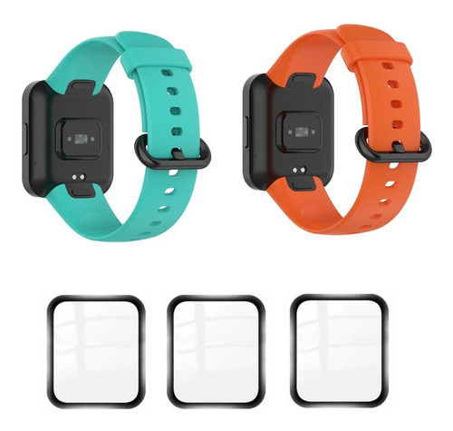 Pack 2 Correas + 3 Micas Tpu Para Xiaomi Mi Watch Lite 2