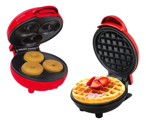Pack Maquina De Donas Donuts + Maquina Mini Waflera Waffles