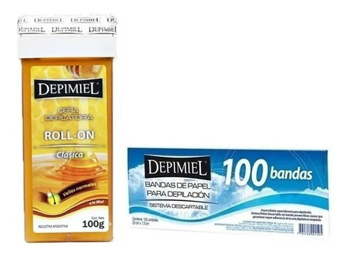 Depimiel Kit Depilatorio 1 Ceras Roll On + 100 Bandas Papel