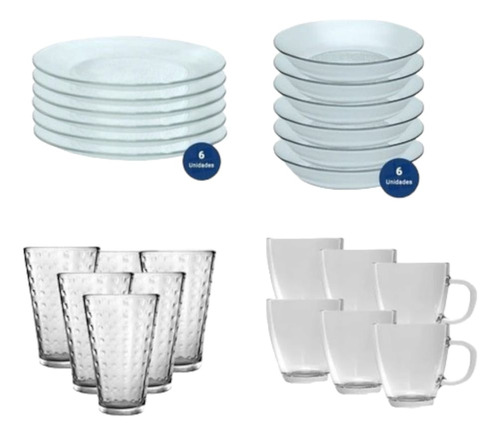 Set Juego Vajilla Completa 6 Pers Vaso Noa Tazas Plato X 24