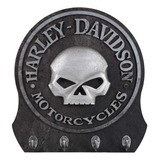Harley-davidson Perchero Con Diseño De Calavera Con 4 Gancho