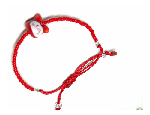 Pulsera Conejo Cerámico Mostacillon Checa Hilo Chino Macramé