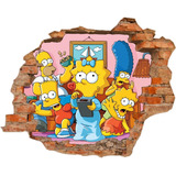 Vinilo Pared Rota 3d Simpson Decoración Wall Stickers