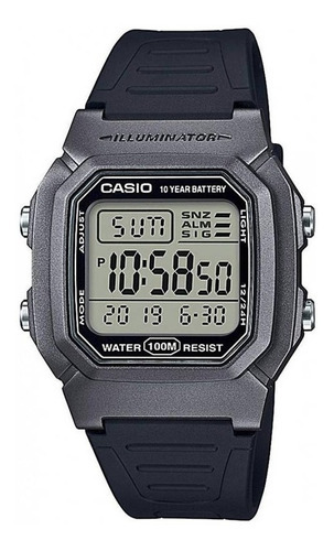 Reloj Casio Modelo W-800hm-7av / Local A La Calle Centro Color De La Malla Negro Color Del Bisel Gris Color Del Fondo Gri