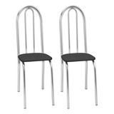 Kit 2 Cadeiras Para Cozinha Cc55 - A101 Cromado/preto Ccwt