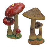 Diseño Toscano Mushroom Garden Estatua Rojo Y Tan Mystic Fo