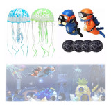 Set Medusa Fluorescente Flotante Buzo Acuario Adorno Pecera