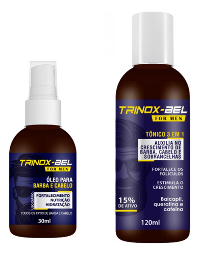 Combo Barba E Cabelo Tônico + Óleo Trinoxbel 15%