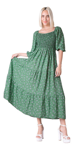 Vestido Casual Mujer Verde Stfashion 64104728