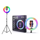 Aro De Luz 36 Cm Rgb + Trípode 2m + Soporte Para Celular