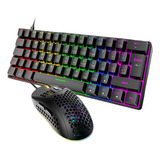 Kit Teclado E Mouse Mecânico Dpi 6400 Gamer Switch Blue T60