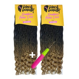 2 Pcts Cabelo Goddess Faux Locs 300gr Black Beauty + Agulha