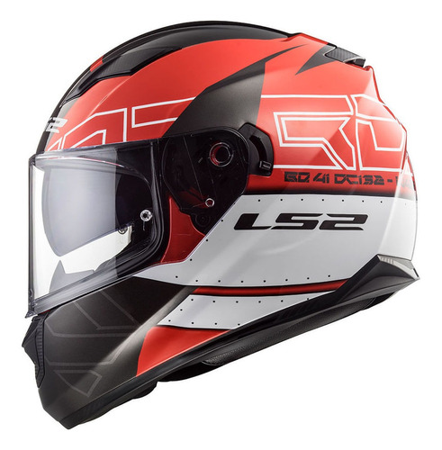 Capacete Ls2 Ff320 Stream Kub Preto Vermelho Visera Solar