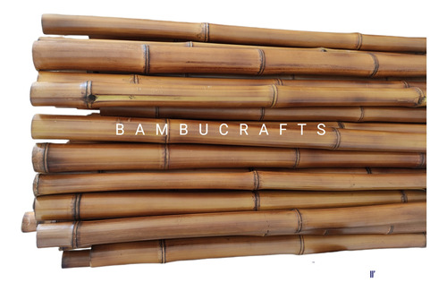 10 Varas De Bambú Natural Adorno 150 Cm Largo / 3-4cm Grosor