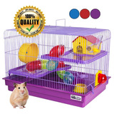 Gaiola Para Hamster Big Space Completa 2 Andares Azul Cor Lilás