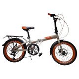 Bicicleta Plegable Sbk Beige Aluminio 6 Vel Shimano Tamaño Del Cuadro M