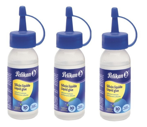 Adhesivo Silicona Liquida Pelikan 30 Ml Pack X 3 Unid