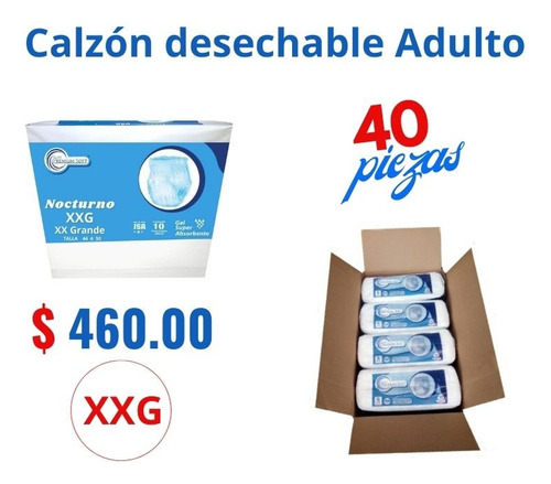 Calzón Desechable Adulto Xxg  40 Piezas 