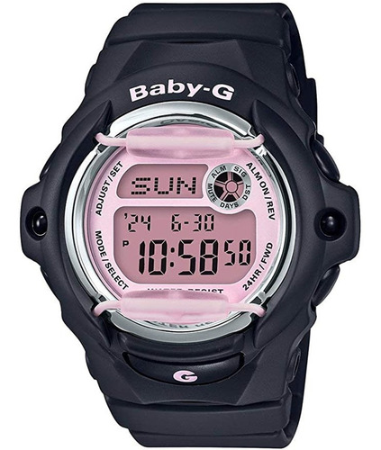 Reloj Casio Mujer Niña Baby G Bg-169m-1dr Sumergible 200m. Color De La Malla Negro Color Del Bisel Negro Color Del Fondo Rosa Claro