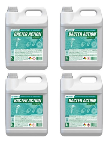 Desinfectante Bacter Action Herbal X5lts. Aprob. Anmat X4un.