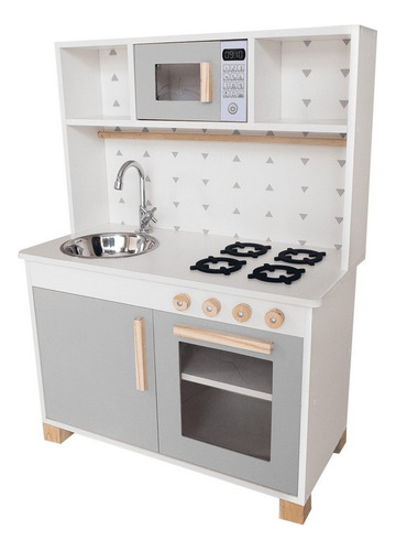 Cozinha Infantil Grande 1 Metro Fogão Pia  Micro Cinza 