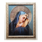 Virgen María En Marco Plateado A 57 X 47 Cms