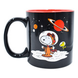 Tarro De Ceramica Metalico Snoopy Nasa 591 Ml