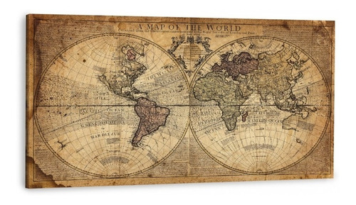 Cuadro Canvas Mapa Mundi Antiguo Vintage Envio Gratis