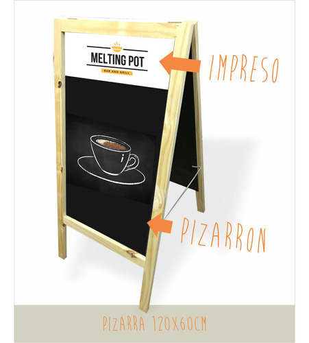 Doble Cartel Vereda Pizarra 120x60cm Pizarron Con Logo Promo