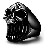 Anillos De Calavera Negra Para Hombres, De Acero Inoxidable,