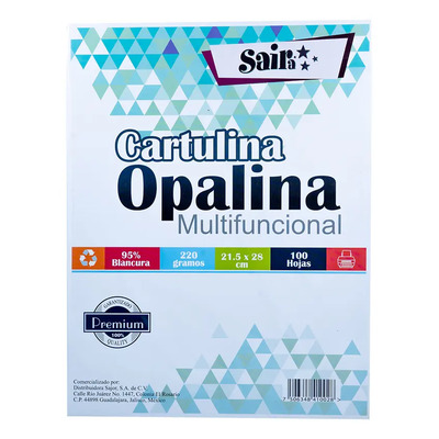 Opalina Saira 100 Hojas Blanco Carta Gramaje 220g Mate | Envío gratis
