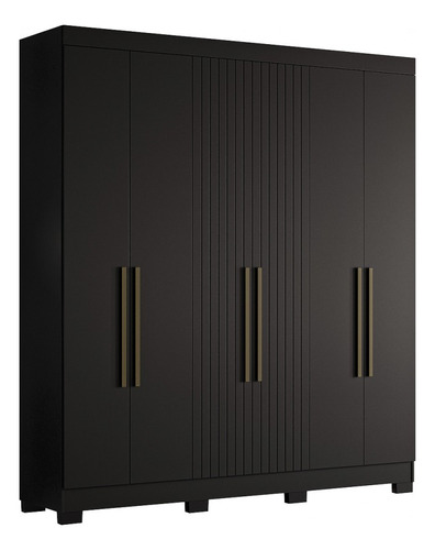 Guarda Roupa Dakota 6 Portas Preto - Olivar Móveis