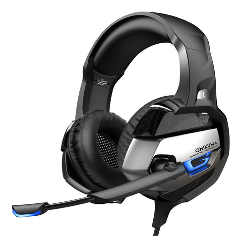 Auriculares Gamer Onikuma K5 Black Y Grey Con Luz Led