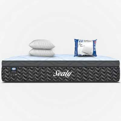 Colchón Sealy King Size Cranstone Cushion Foam Posturetech Con Soporte Lumbar + 2 Almohadas Sealy Active Std | Meses sin interés
