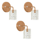 Kit 3 Arandela De Cristal Legitimo Clearcast Redonda Cobre