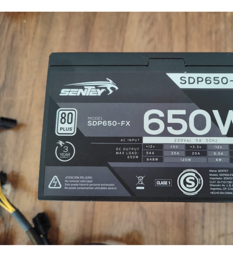 Sentey Power Series Sdp650-fx 650 W - 80 Plus - 220v