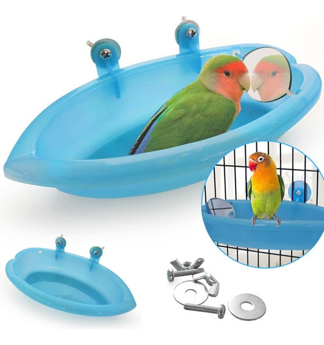 Bañera Para Jaula De Pájaros Con Espejo,bañera De Juguete