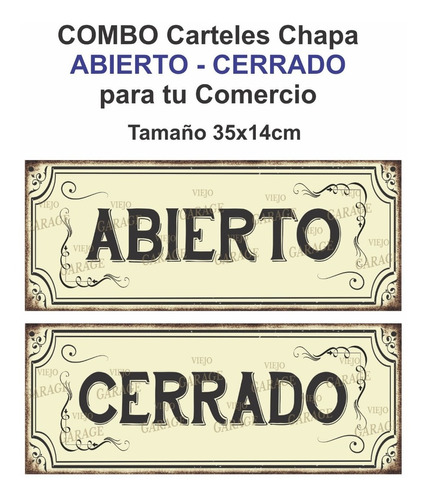 Carteles Chapa Abierto-cerrado 35x14cm