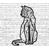Cuadro Decorativo Figura Geometrica Madera Gato Gatito